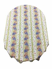 French Provencal Coated Cotton Tablecloth Roses Lavender Made France 59 X 79