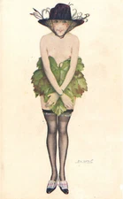 PC ARTIST SIGNED, LEO FONTAN, RISQUE, GLAMOUR LADY, Vintage Postcard (b50426)