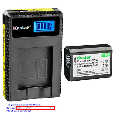 Kastar Battery LCD USB Charger for Sony NP-FW50 & Sony NEX-6 NEX-F3 Camera