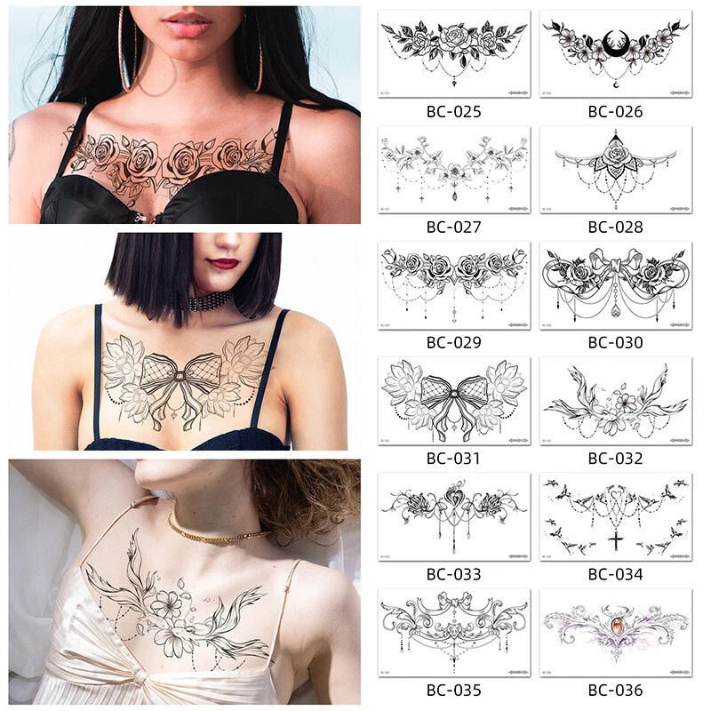 Black Under Boob Tattoo Temporary Tattoo Stickers On Chest Waist Waterproof  Body