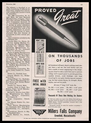 1941 Millers Falls Co. Greenfield Massachusetts Nail Sets Store Display Print Ad