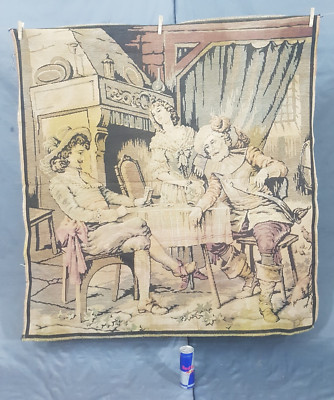 Vintage Französische Schöne Briten Szene Wandbehang Wandteppich 127x120 cm