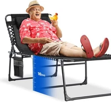 Ezcheer Outdoor Garden Patio Chair Folding Beach Lounge Reclining w/Headrest US