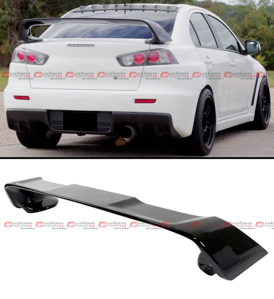 For 2008-17 Mitsubishi Lancer EVO 10 X Style Painted Blk Rear Trunk Spoiler Wing - Image 2 of 4