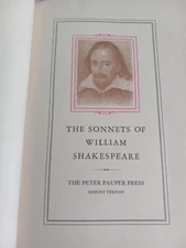 Vintage The Sonnets Of William Shakespeare Peter Pauper Press Edition