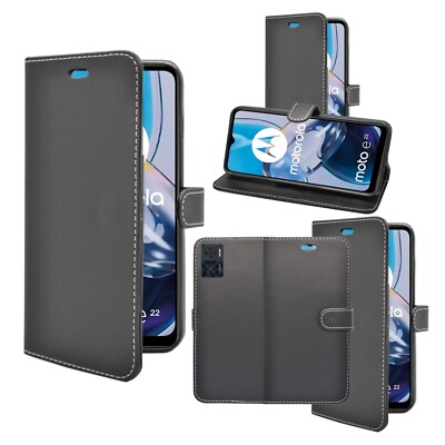 Für Motorola E22 Geldbörse Buch Flip Folio PU Leder Handyhülle Cover