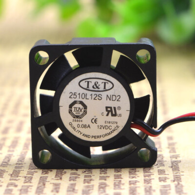 1 pcs T&T 2510L12S ND2 DC 12V 0.08A 2510 25MM 2-wire cooling fan