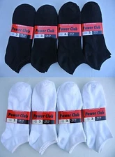 6 OR12 Pairs Black/White/MIX Men/Women Power Club Spandex NO SHOW Sock Sz.10-13
