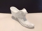 Vintage Fenton Shoe White Milk Glass Hobnail Pattern Cat Head — photo 1