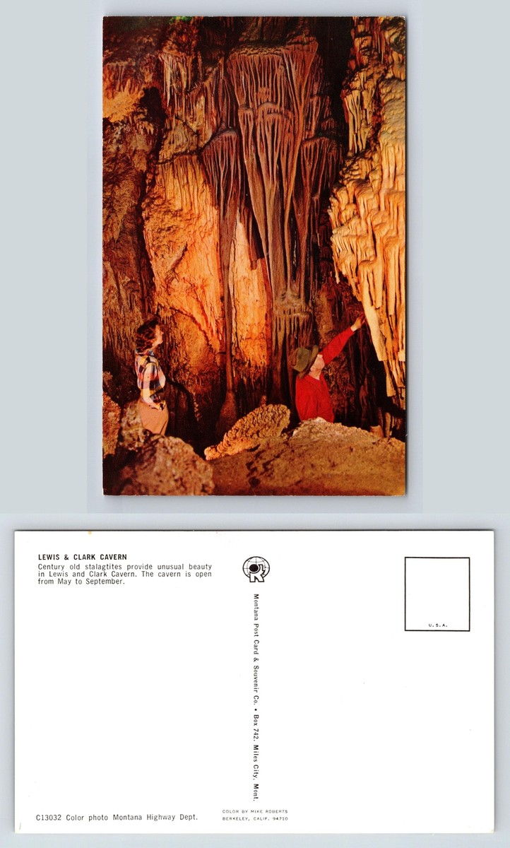 Lewis and Clark Cavern Postcard Stalactites Visitors May to