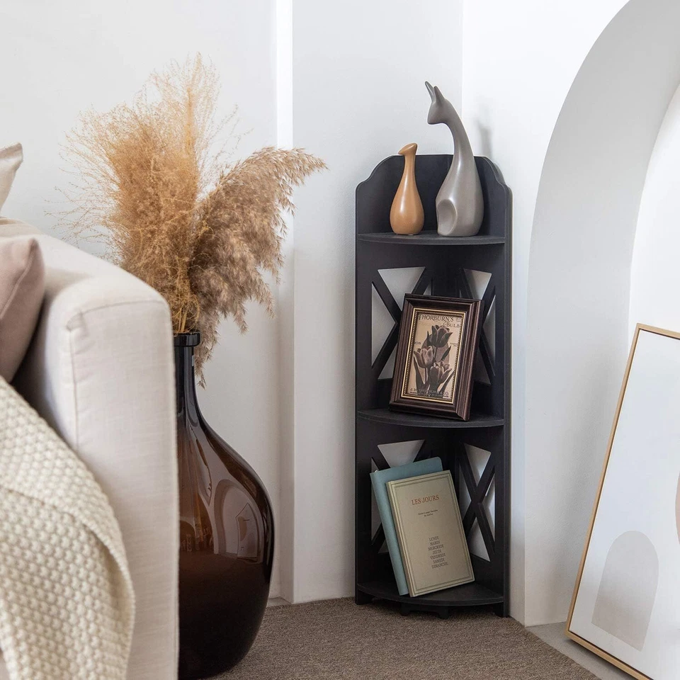 Mesa de esquina, pequeña mesa de esquina ideal para almacenamiento de baño pequeño pequeña Foto 4 de 4