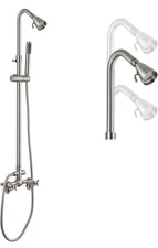 Brushed Nickel Wall Mounted Exposed Shower Fixtures with Hand Held Shower Hea...