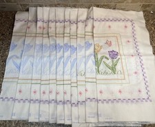 Janlynn Stamped Cross Stitch Quilt Blocks Tulip Garden 021-1404 Blocks 15  x15  