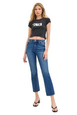 Risen Jeans - Tummy Control High Rise Cropped Straight Leg Jeans in Vintage Indi