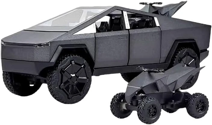 1/24 Tesla Alloy Toy Truck Model Diecast Metal Off-Road Car & Small Motorcycle - Image 2 of 4