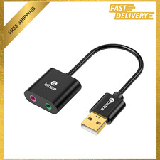 USB Sound Card Adapter, 3.5mm Jack, for PC, Laptop, PS4, PS5, Windows Mac Linux