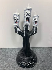 TEKKY TOYS Animated GHOST CANDLE CANDELABRA 13" Halloween Prop Lights Up works