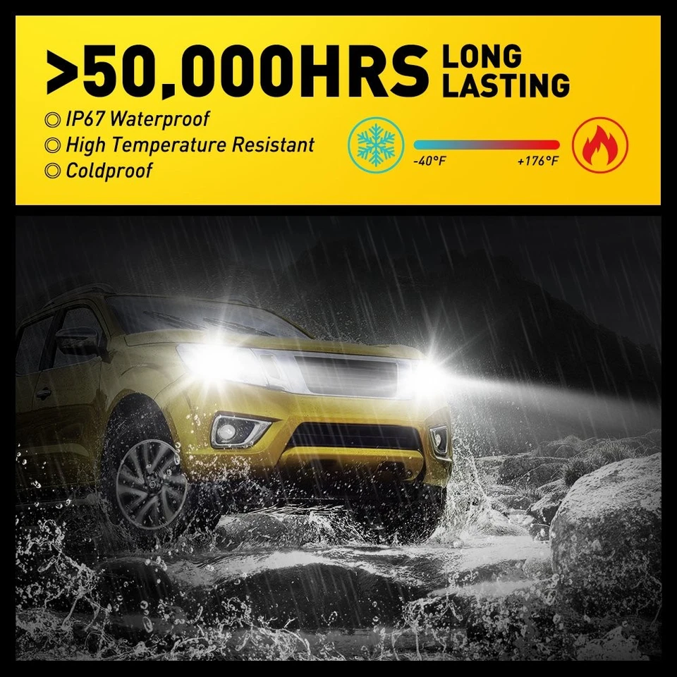 2x Kit de faros LED AUXITO H4 bombillas haz alto bajo 6000K 9003 66W 10000LM brillantes Foto 4 de 4