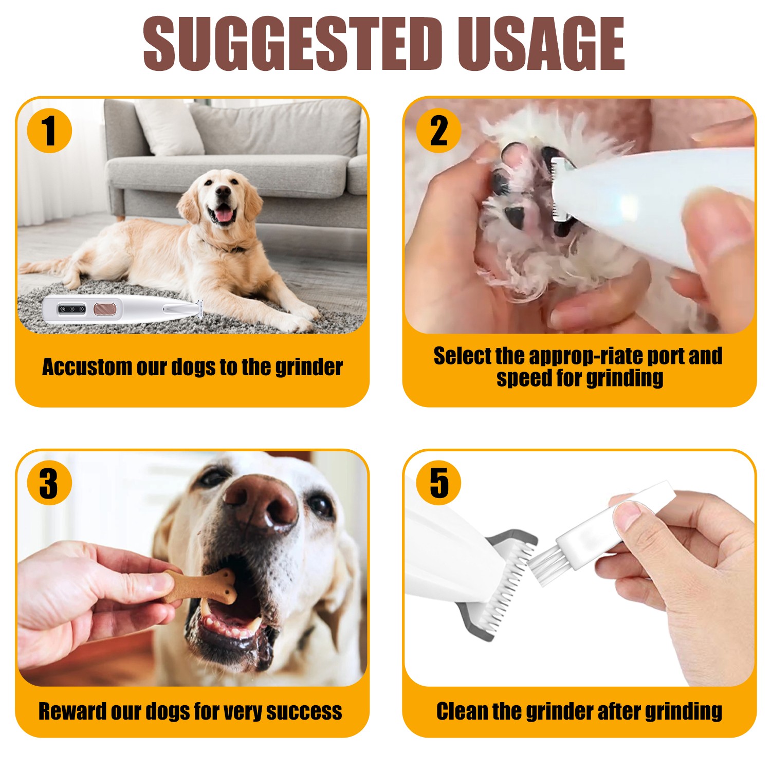 Cordless Dog Paw Fur Trimmer Low Noise Electric Pet Hair Clippers for Cats Dogs