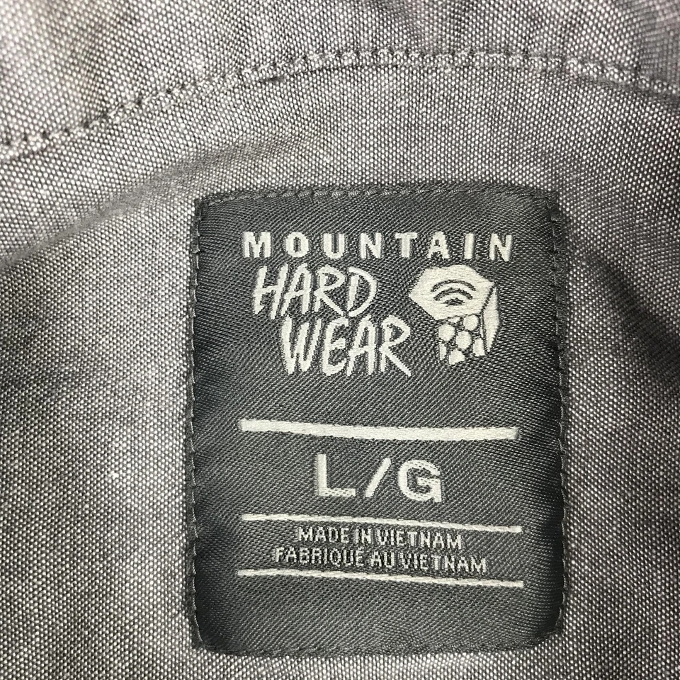 Mountain Hardwear Shirt Mens Large Gray Ripstop Short Sleeve Button Up Hiking - Image 2 of 4