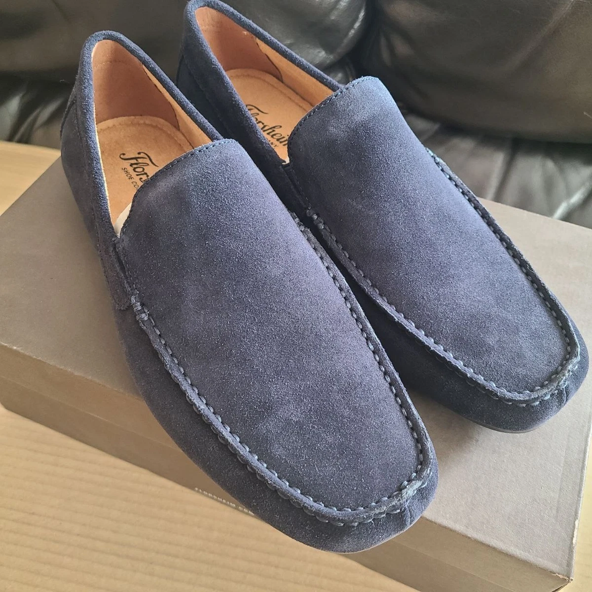 Florsheim Sea Island Mens Size 12 D Navy Blue Suede Slip On Formal Loafer Shoes Florsheim Suede Dress Shoes for Men for sale | eBay main image 3