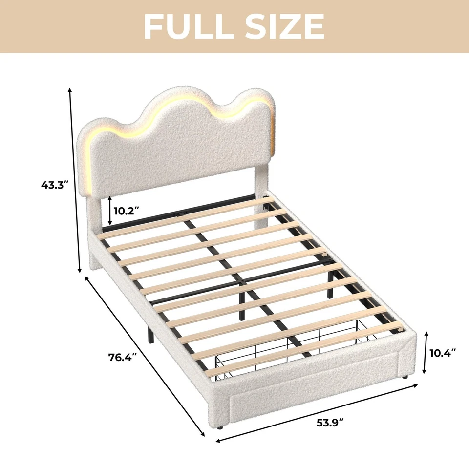 Marco de cama tamaño completo/doble con cajón de almacenamiento y cabecero LED para niños/niñas Foto 2 de 4