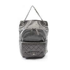 CHANEL Matelass Backpack Bag Calf (Cow Leather) Ladies Gray Used from JAPAN