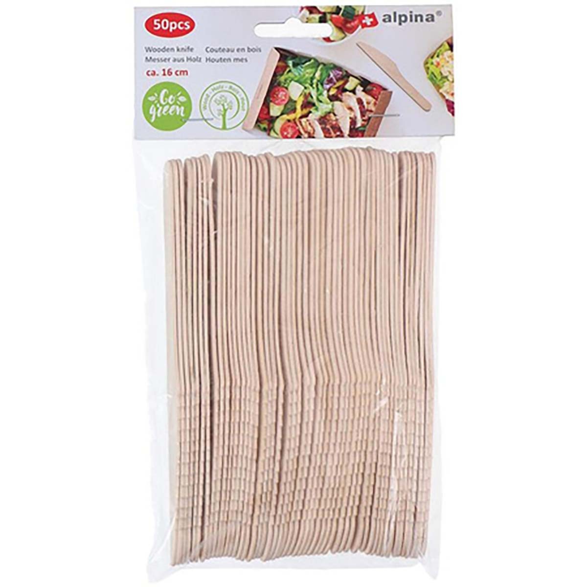 Couteaux jetables bois 16 cm lot de 50 Alpina, la solution solide contre le plastique