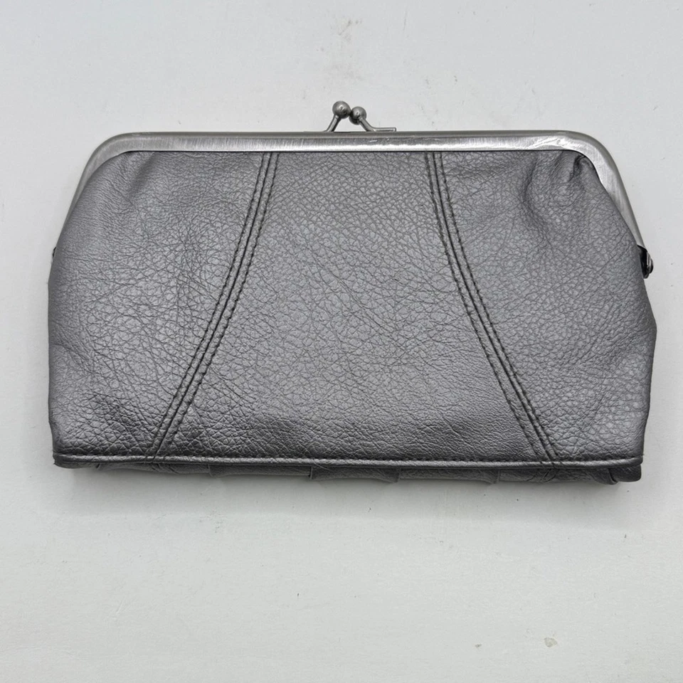 Cartera sin asas Roxy plateada brillante bolso beso bloqueo tarjetero de identificación Foto 2 de 4