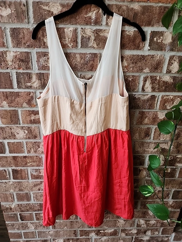 Vestido American Eagle rojo/melocotón y transparente vestido fluido talla 16 Foto 4 de 4