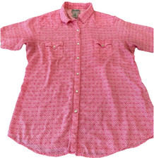 Wrangler Pearl Snap Coastal Cowgirl Pink Rancher Shirt womens L Western