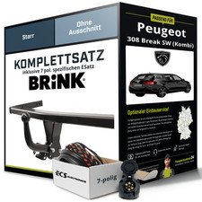Für PEUGEOT 308 Break SW I Typ 4E , 4H Anhängerkupplung starr +eSatz 7pol 08-