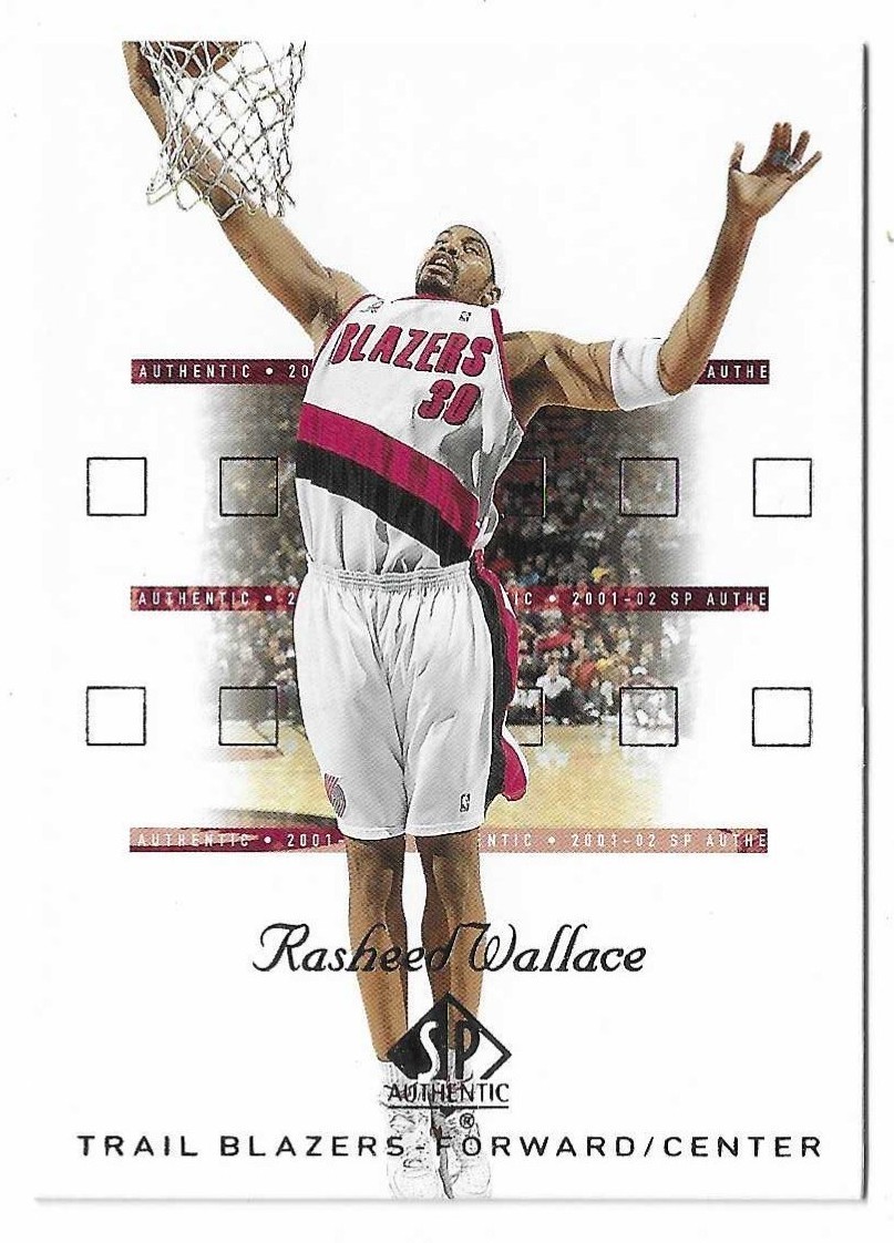 2001-02 SP Authentic Basketball Rasheed Wallace Card #70 Portland Trail Blazers
