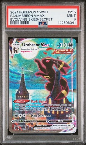 2021 Pokemon Evolving Skies Umbreon Vmax #215 MINT PSA 9 Alternate Art Secret