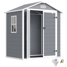 Gerätehaus mit Pultdach 183 x 134 cm Gartenhaus mit Fenster für Garten Grau