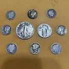 10 Coin Mix 90% Silver 1Walking LibHalf 1Stand LibQuarter 4Barber&4Mercury Dimes