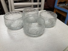 Ice Cream Desert Bowls x 4 Vintage Retro Clear Glass Round Trifle Pudding