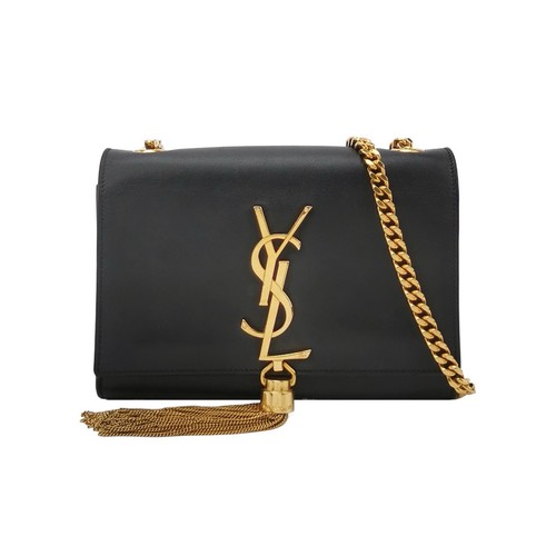 Saint Laurent YSL Kate Tassel Gold Chain Shoulder Bag Black Leather USED