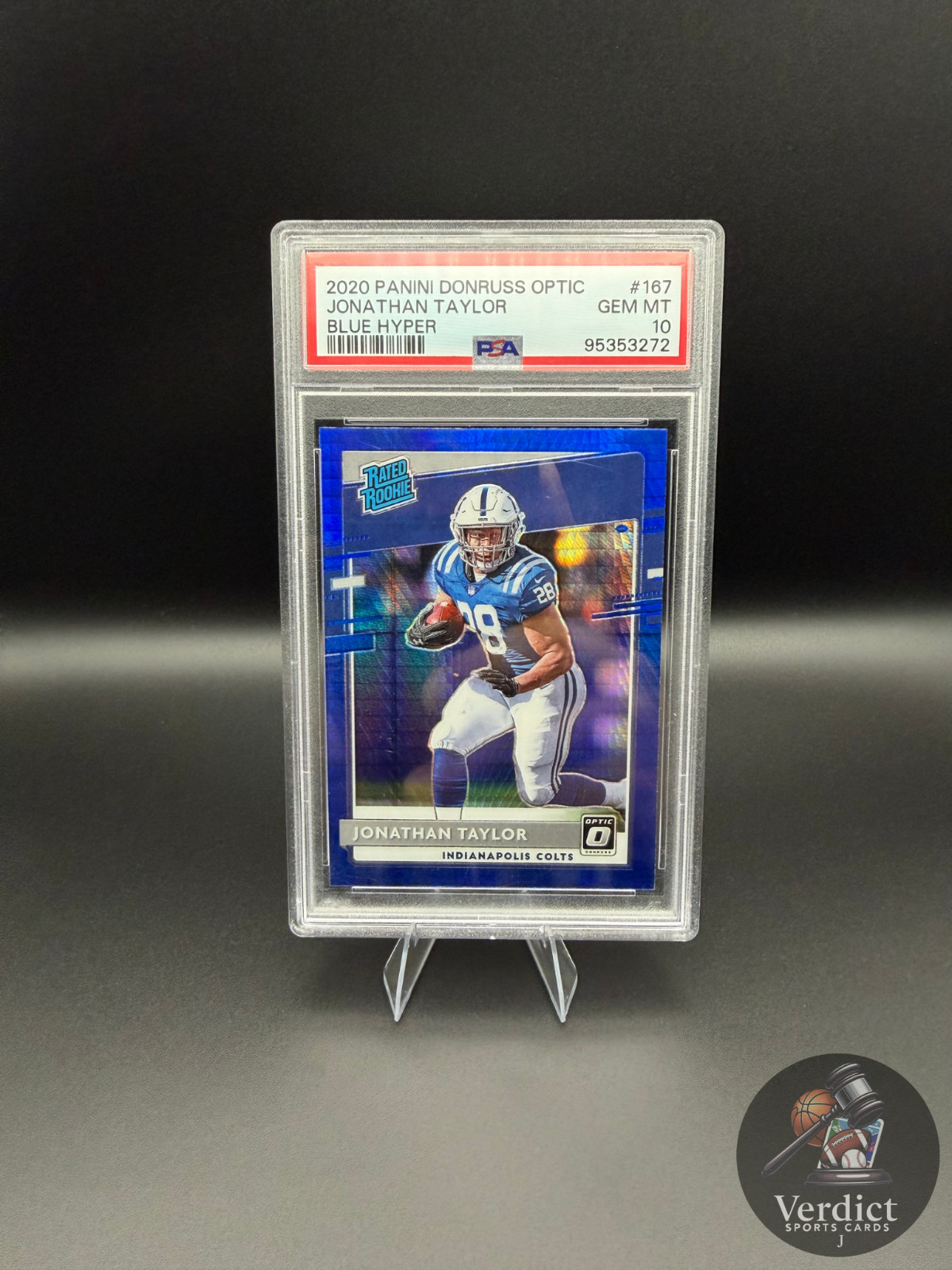 Jonathan Taylor 2020 Donruss Optic Rated Rookie BLUE HYPER #167 PSA 10 GEM MINT