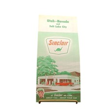 Vintage Sinclair Gasoline Map Utah-Nevada Salt Lake City Auto Tour Service