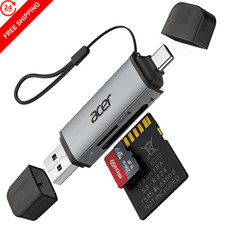 acer SD Card Reader USB C, Dual Slots Type C to Micro Adapter Grey