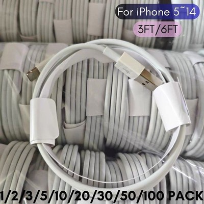 Bulk Lot USB Fast Charger Cable For Apple iPhone 7 8 X XR XS 11 12 13 14 Pro Max