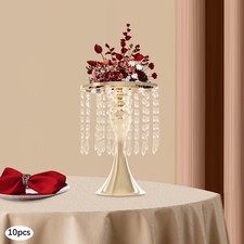 10PCS Flower Stands Round Crystal Flower Stand Flower Arrangement Stand Gold