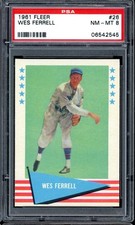 1961 Fleer Baseball #28 Wes Ferrell PSA 8