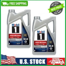 2 Pack Mobil 1 High Mileage Full Synthetic Motor Oil 5W-20, 5 QT Pk