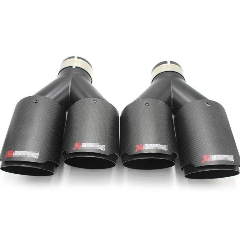 Par apto para Akrapovic fibra de carbono real 2.5" ID punta de escape de coche doble tubo extremo Foto 2 de 4