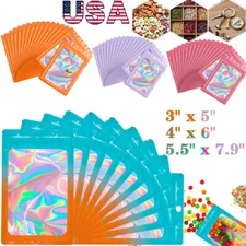 100 Holographic Mylar Foil Bags Smell Proof Resealable Zip Seal Pouches Gradient