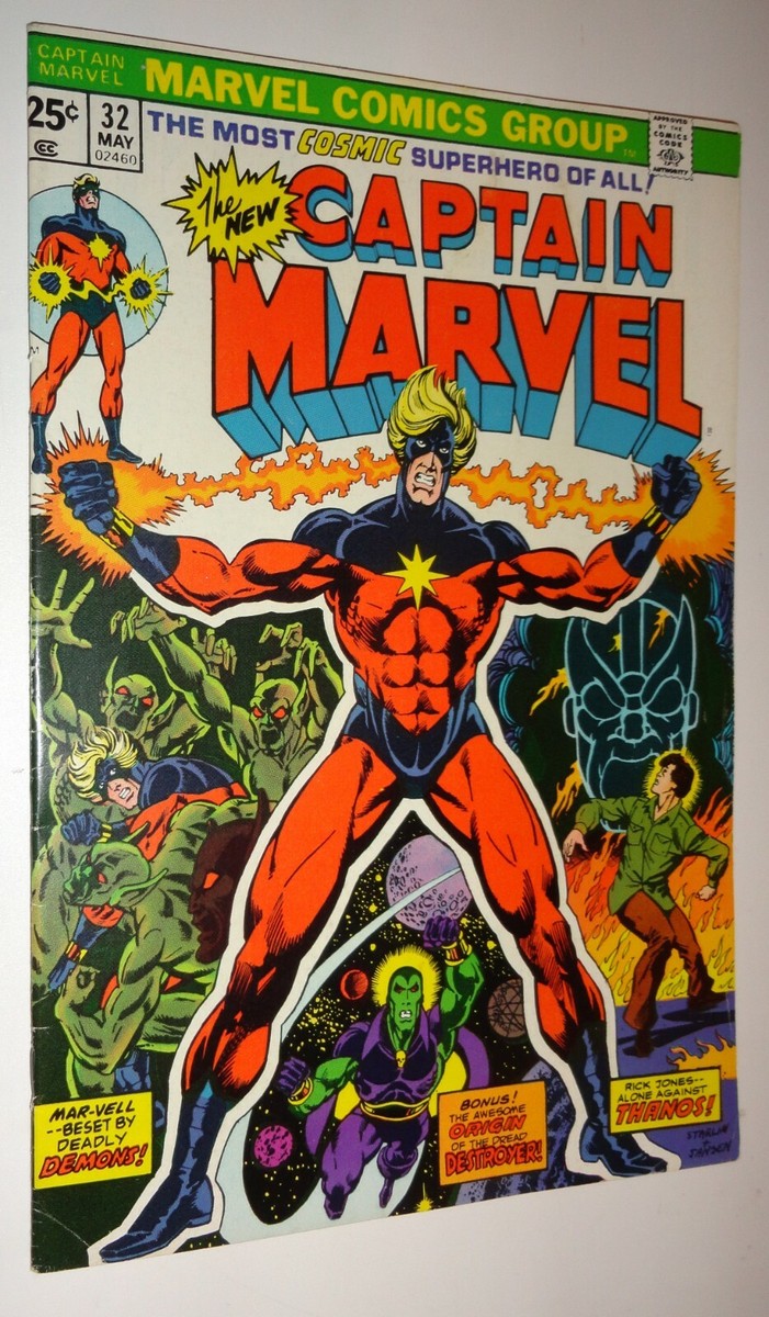 CAPTAIN MARVEL #32 STARLIN CLASSIC THANOS & AVENGERS DRAX 8.0-9.0