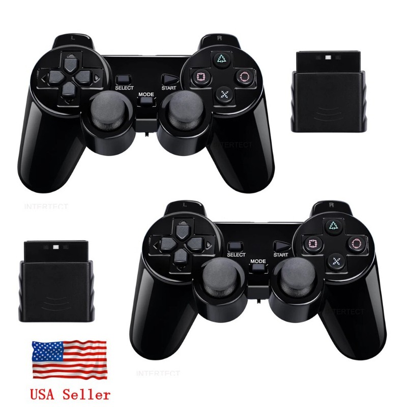 2X Wireless Controller For Sony PlayStation PS2 2.4GHz Dual Vibration Gamepad