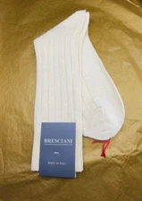 BRESCIANI Unisex Socks 007 White 100% Linen Size M New 